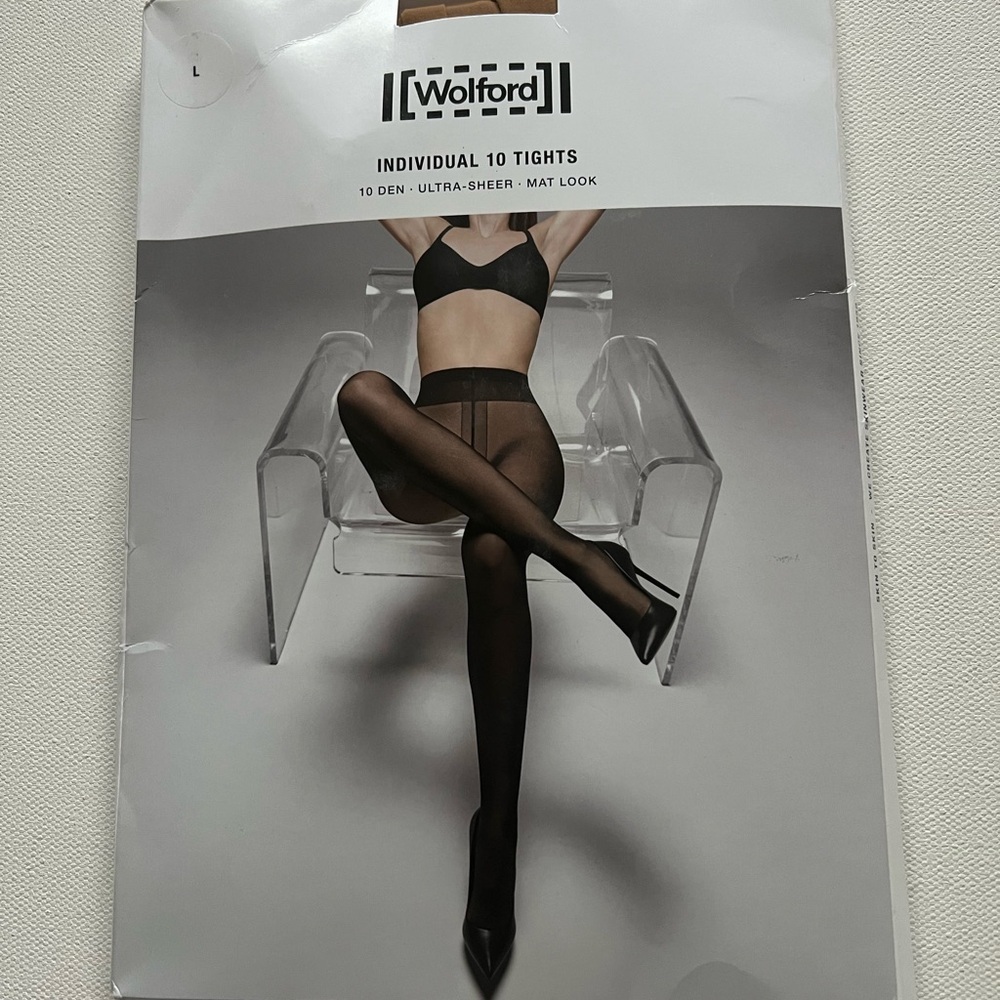 Wolford Black Ultra-Sheer Tights Size L Color Honey (F2)